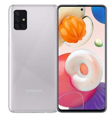Samsung Galaxy A51 128 GB, 6.5", 48/12/32/5 Mpixel kamera, Dual SIM, MicroSD, Android 10 - Haze Crush Silver
