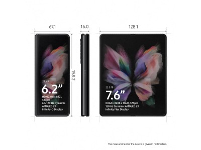 Samsung Galaxy Z Fold3 5G 512 GB, 7.6" Dynamic AMOLED 2X, 12/12/12/10 Mpixel kamera, Android - Phantom Black#6