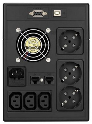FSP EP2000, 2000VA/1200W, RJ45/RJ11-skydd, USB/RS232, 3xSchuko + 3xIEC#2
