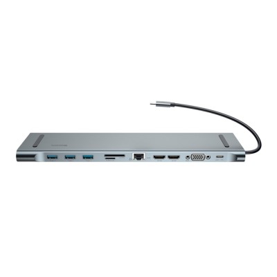 USB-C dockningsstation Baseus Enjoyment Series, 2xHDMI/VGA/3xUSB 3.0/GigaLAN/audio, USB-C PD 60W, kortläsare SD/MicroSD#1
