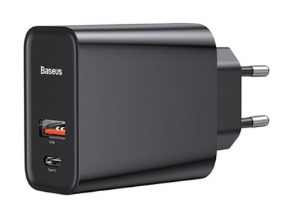 USB-laddare Baseus Speed PPS, USB-C + USB-A Quick Charge 30W - Svart