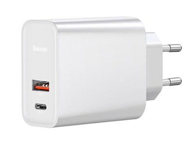 USB-laddare Baseus Speed PPS, USB-C + USB-A Quick Charge 30W - Vit#1