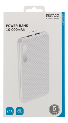 Deltaco Powerbank, 10000mAh, 2,1A/37Wh, 2xUSB-A - Vit#2