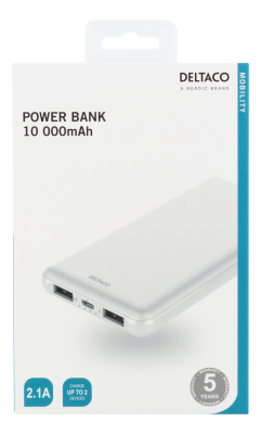 Deltaco Powerbank PB-1071, 10000 mAh, batteriindikator - Vit#4