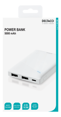 Deltaco Powerbank, 5000mAh, 2xUSB-A - Vit#3