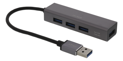 USB 3.1-hub Deltaco, 4xUSB 3.1, aluminium - Rymdgrå#1