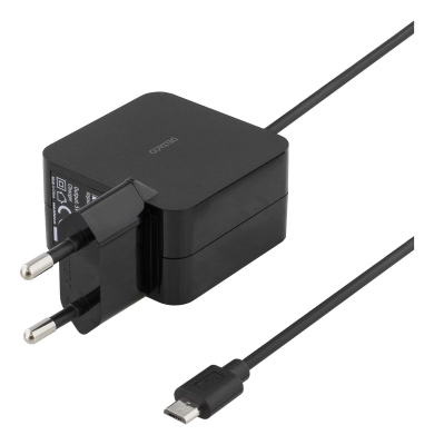 Väggladdare USB, 1xUSB+1xMicroUSB 1m, Deltaco, 2A