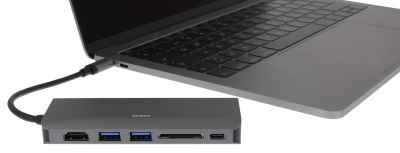 Multi-adapter Deltaco, USB-C till HDMI/2xUSB 3.0/USB-C/GigaLAN, kortläsare SD - Svart#2