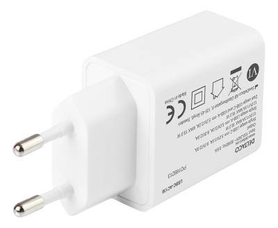 Väggladdare Deltaco 230V till 1xUSB-C PD och 1xUSB-A, 18W - Vit#2