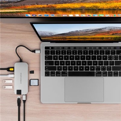 HyperDrive Slim 8-in-1 USB-C Hub, 2xUSB-A, HDMI/MiniDP 4K@30Hz, 1xUSB-C PD 60W, LAN, kortläsare MicroSD/SD - Silver#3
