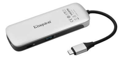 Multi-adapter Kingston Nucleum, USB-C till 2xUSB-C/USB 3.0/HDMI 2.0/kortläsare- Svart#1