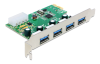 PCI-Express kort 4xUSB 3.0 DeLOCK, ström via molex