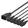 Strömkabel 3-polig apparatkabel + Y-splitter, IEC C20 hane till 5xIEC C13 hona, 2 m#1
