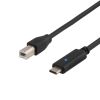 USB-C 2.0-kabel Gen1 Typ C ha till B ha, 2 meter - Svart