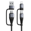 Joyroom 4-i-1 USB-A/USB-C till Lightning/USB-C-kabel 60W PD, 1,2m - Svart#1