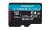 Micro Secure Digital SDXC 64 GB Kingston Canvas Go! Plus Gen4, 200 MB/sek läs, Class 10, UHS-I U3, V30, A2