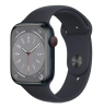 Apple Watch Series 8 GPS + Cellular, 45mm Midnatt Aluminiumboett med Midnatt Sportband