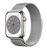 Apple Watch Series 8 GPS + Cellular, 45mm Silver Rostfri stålboett med Silver Milaneselänk#1
