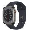 Apple Watch Series 8 GPS + Cellular, 45mm Grafit Rostfri stålboett med Midnatt Sportband