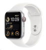 Apple Watch SE GPS + Cellular, 44mm Silver Aluminiumboett med Vit Sportband