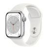 Apple Watch Series 8 GPS, 41mm Silver Aluminiumboett med Vit Sportband#1