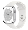 Apple Watch Series 8 GPS, 45mm Silver Aluminiumboett med Vit Sportband#1
