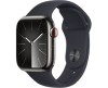 Apple Watch 9 GPS + Cellular, 41mm Grafit Rostfri stålboett med Midnatt Sportband - S/M