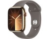 Apple Watch 9 GPS + Cellular, 45mm Guld Rostfri stålboett med Lera Sportband - S/M