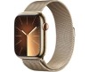 Apple Watch 9 GPS + Cellular, 45mm Guld Rostfri stålboett med Guld Milaneselänk