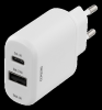 Strömadapter, Deltaco, från 230V till 5V USB, 3A/15W, 1xUSB-C, 1xUSB-A - Vit#1