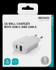 Strömadapter, Deltaco, från 230V till 5V USB, 3A/15W, 1xUSB-C, 1xUSB-A - Vit#2